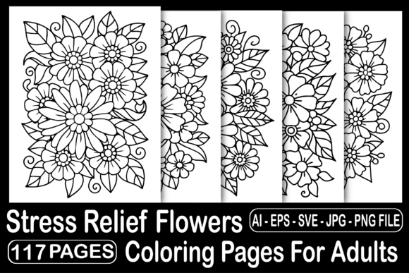 117 Stress Relief Flowers Coloring Pages Graphics