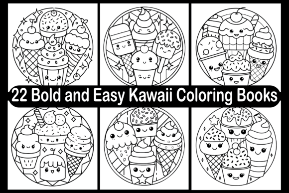 22 Bold and Easy Kawaii Coloring Books Graphics and Coloring Pages