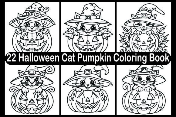 22 Halloween Cat Pumpkin Coloring Book Graphics and Coloring Pages Review