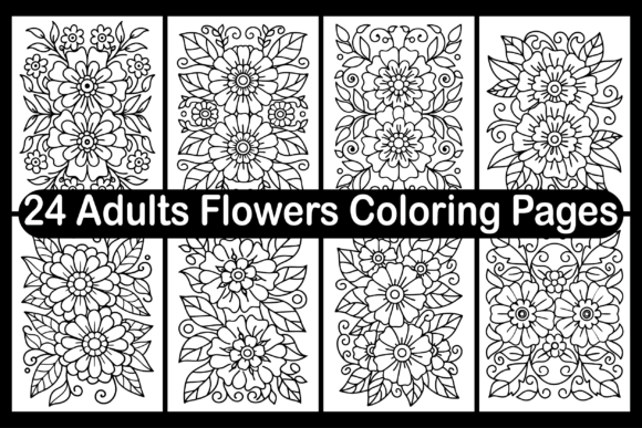 24 Adults Flowers Coloring Pages Graphics Review
