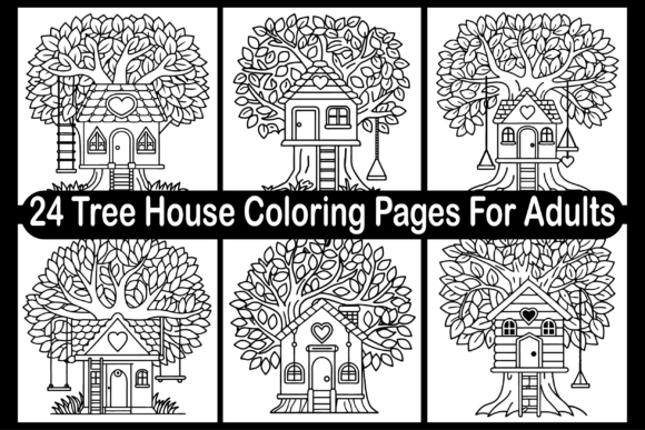 24 Tree House Coloring Pages for Adults Graphics Review