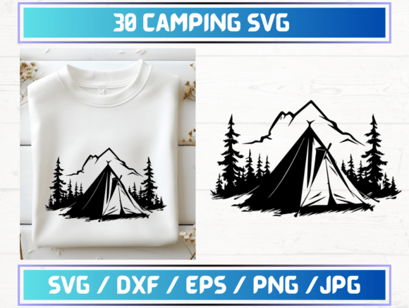 35 Camping SVG, DXF, EPS, JPG Graphics