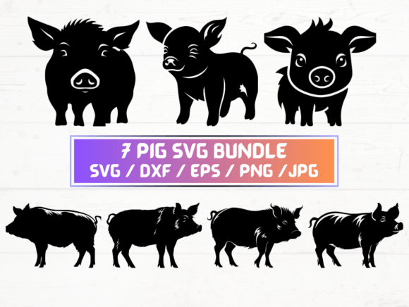7 Pig SVG Graphics for Crafts and Handmade Design