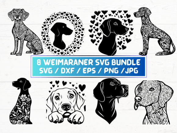 8 Weimaraner SVG Graphics for Crafts