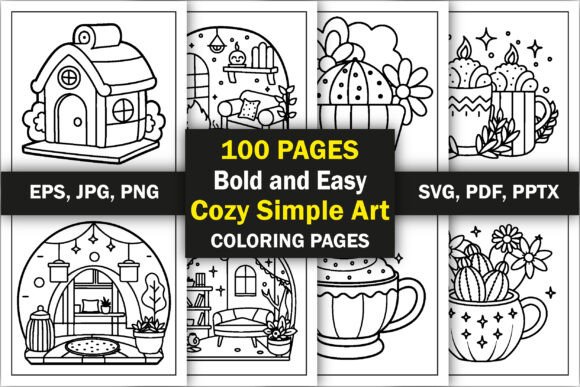 Cozy Simple Art Bold Easy Coloring Book Graphics and Coloring Pages Review