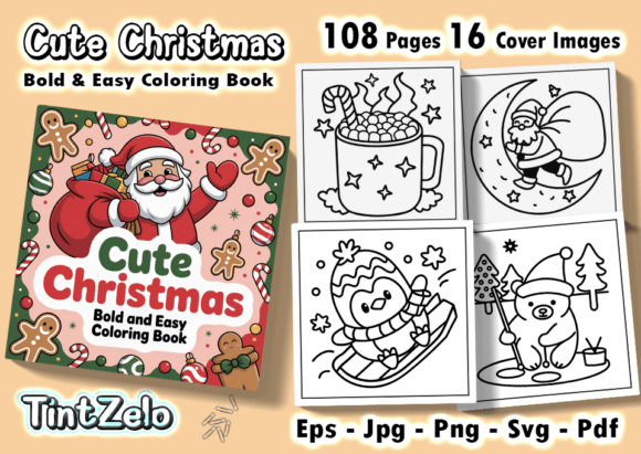 Cute Christmas Coloring Pages Bold Easy Graphics