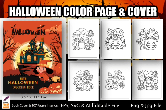 Cute Halloween Coloring Book Pages KDP Graphics and Coloring Pages