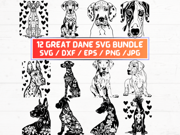 Great Dane SVG, DXF, EPS, JPG, PNG Graphics for Crafts