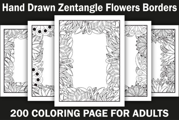 Hand Drawn Flowers Borders Coloring Page Graphics and Coloring Pages