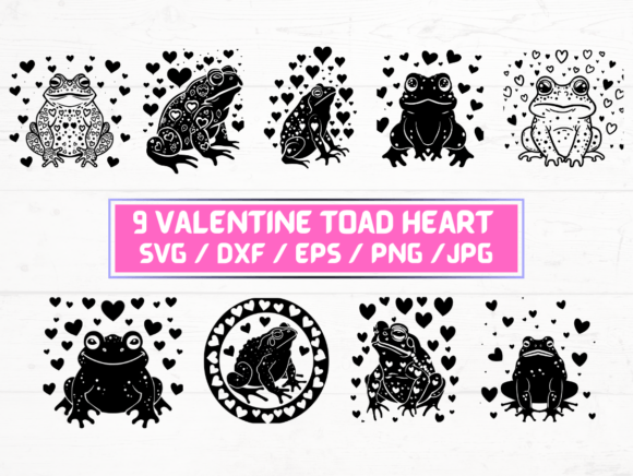 Valentine Toad Heart SVG Graphics for Crafts and Content